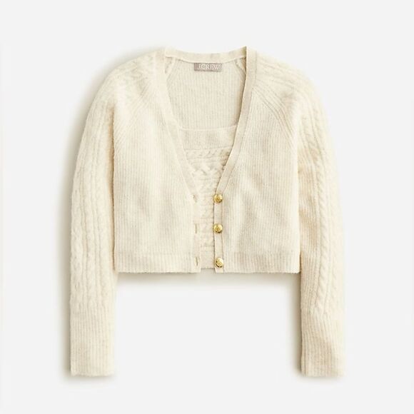 J Crew Supersoft Cropped Cableknit Sweater Tank Set NWT - Picture 1 of 8